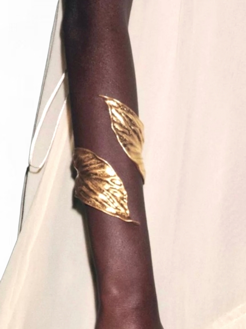 ZARA Textured Leaf Metal Cuff Bracelet